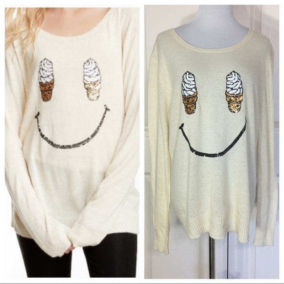 NWT! Wildfox White Label Soft Serve Sequin Sweater - Picture 2 of 6